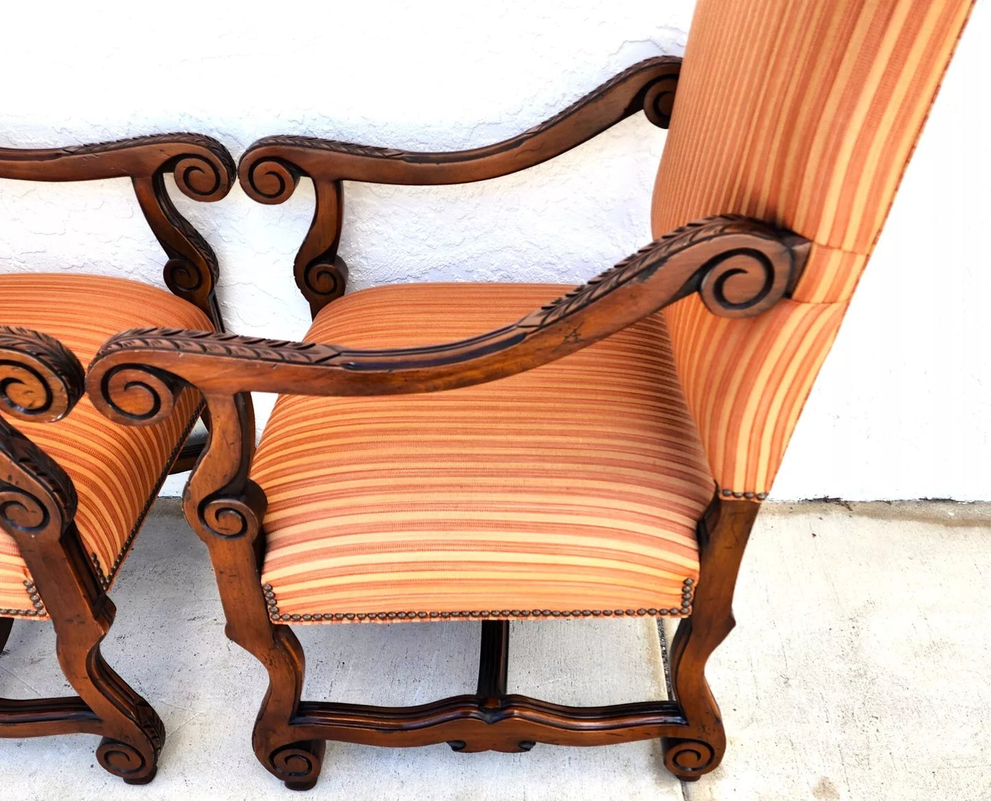 Antique Louis XIII French Os de Mouton Armchairs a Pair