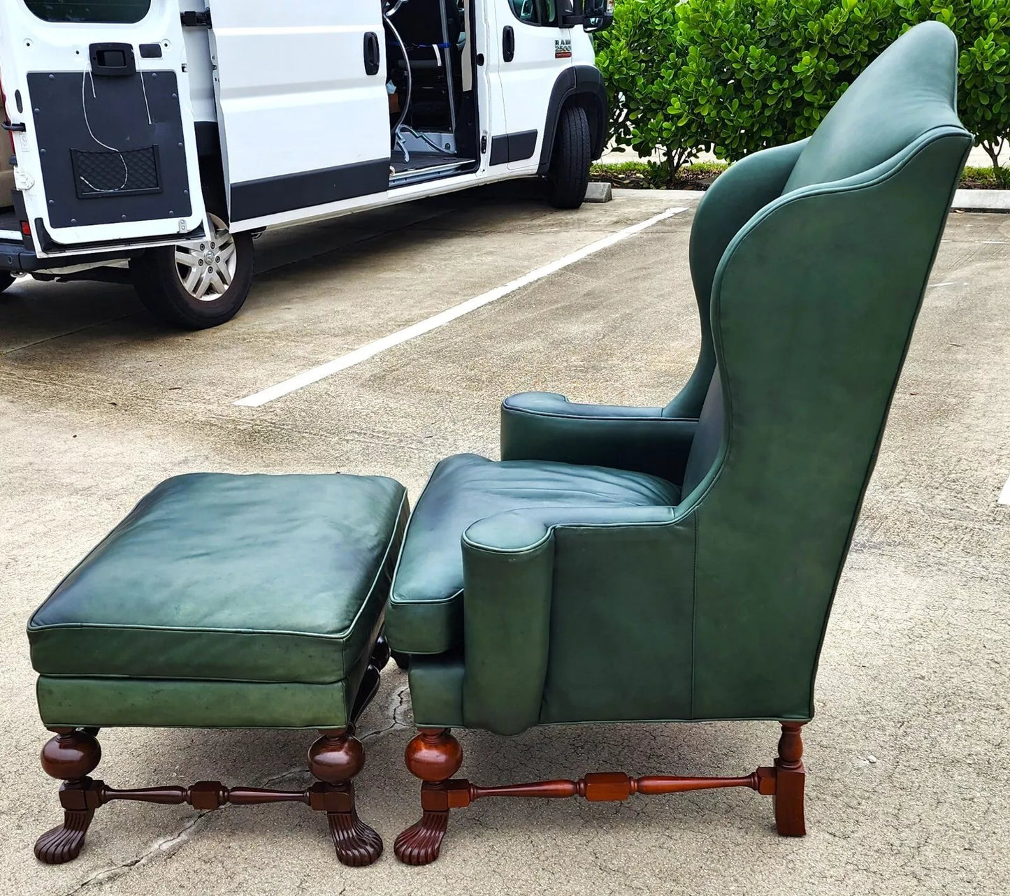 Vintage Lexington Leather Wingback Chair Ottoman Palmer Home Collection 1960s