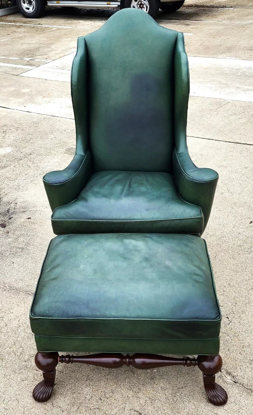 Vintage Lexington Leather Wingback Chair Ottoman Palmer Home Collection 1960s