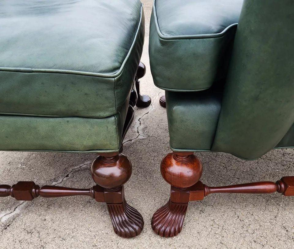 Vintage Lexington Leather Wingback Chair Ottoman Palmer Home Collection 1960s
