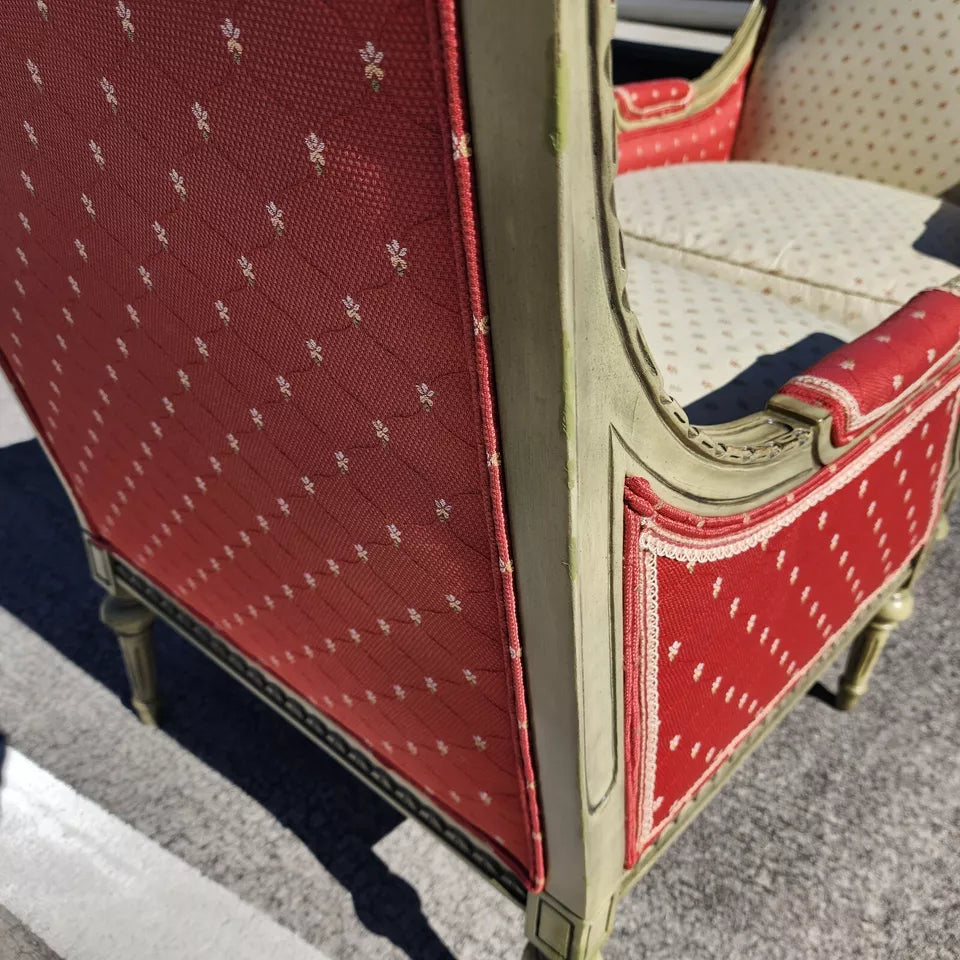 Vintage French Louis XV Bergere Armchairs Pair