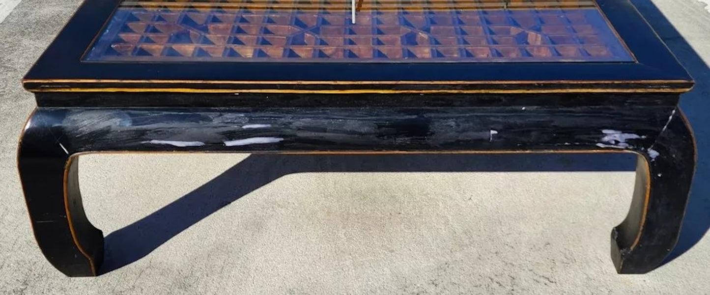 Antique Ming Chinoiserie Coffee Table Huge 57"