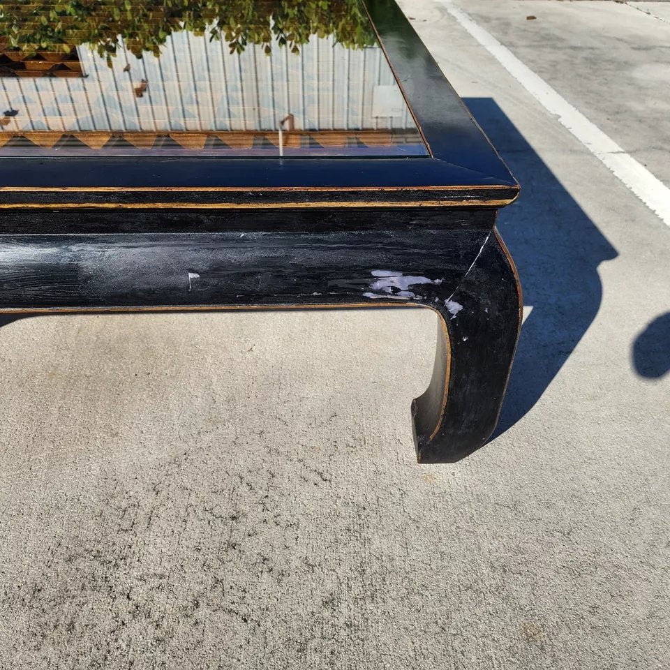 Antique Ming Chinoiserie Coffee Table Huge 57"
