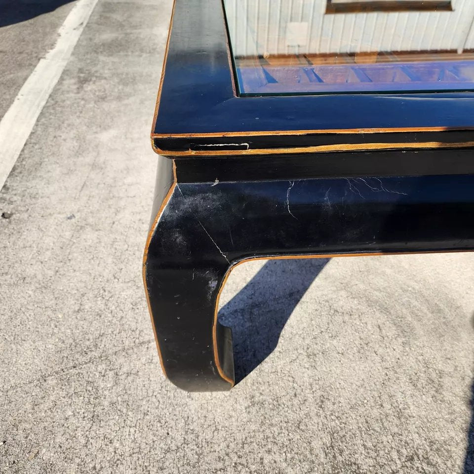 Antique Ming Chinoiserie Coffee Table Huge 57"