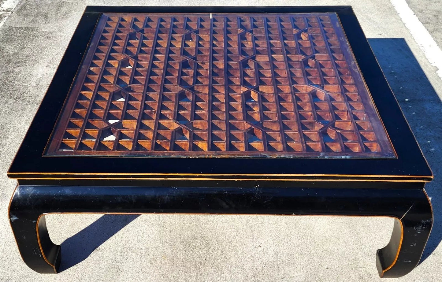 Antique Ming Chinoiserie Coffee Table Huge 57"