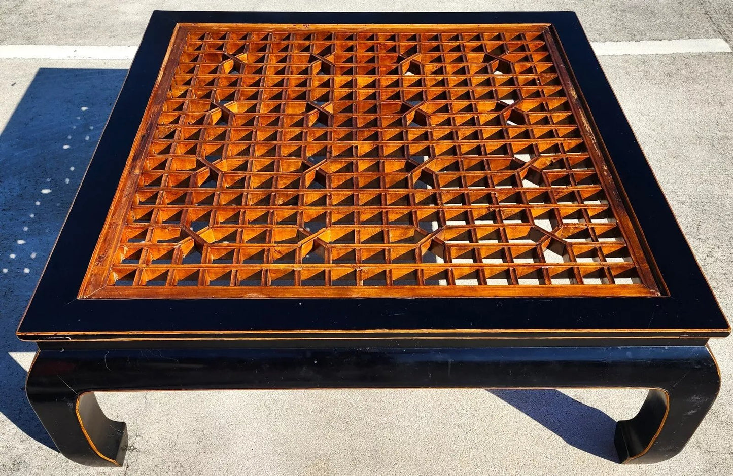 Antique Ming Chinoiserie Coffee Table Huge 57"