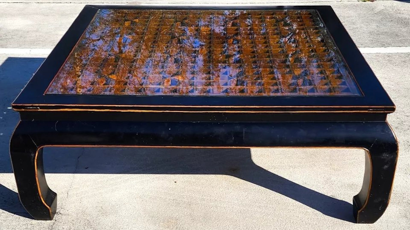 Antique Ming Chinoiserie Coffee Table Huge 57"