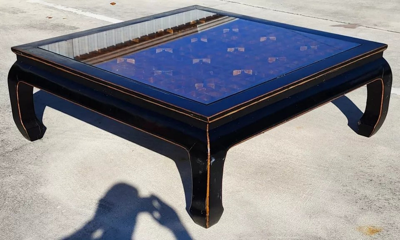 Antique Ming Chinoiserie Coffee Table Huge 57"