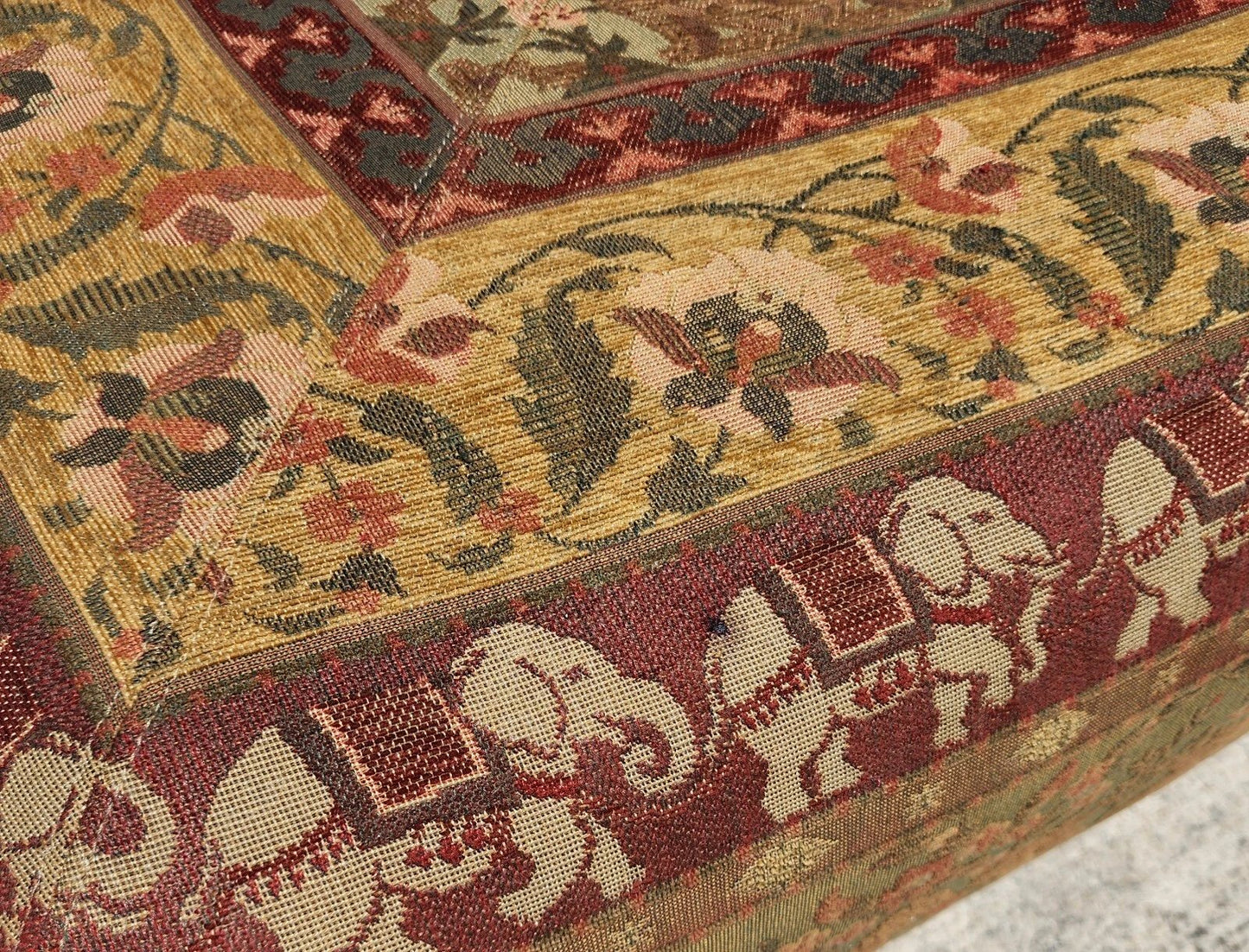 Large Ottoman with Leopards Dogs Elephants