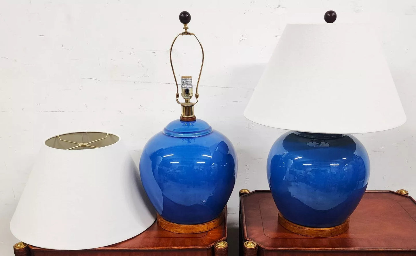 Ralph Lauren Table Lamps Ceramic Blue Pair