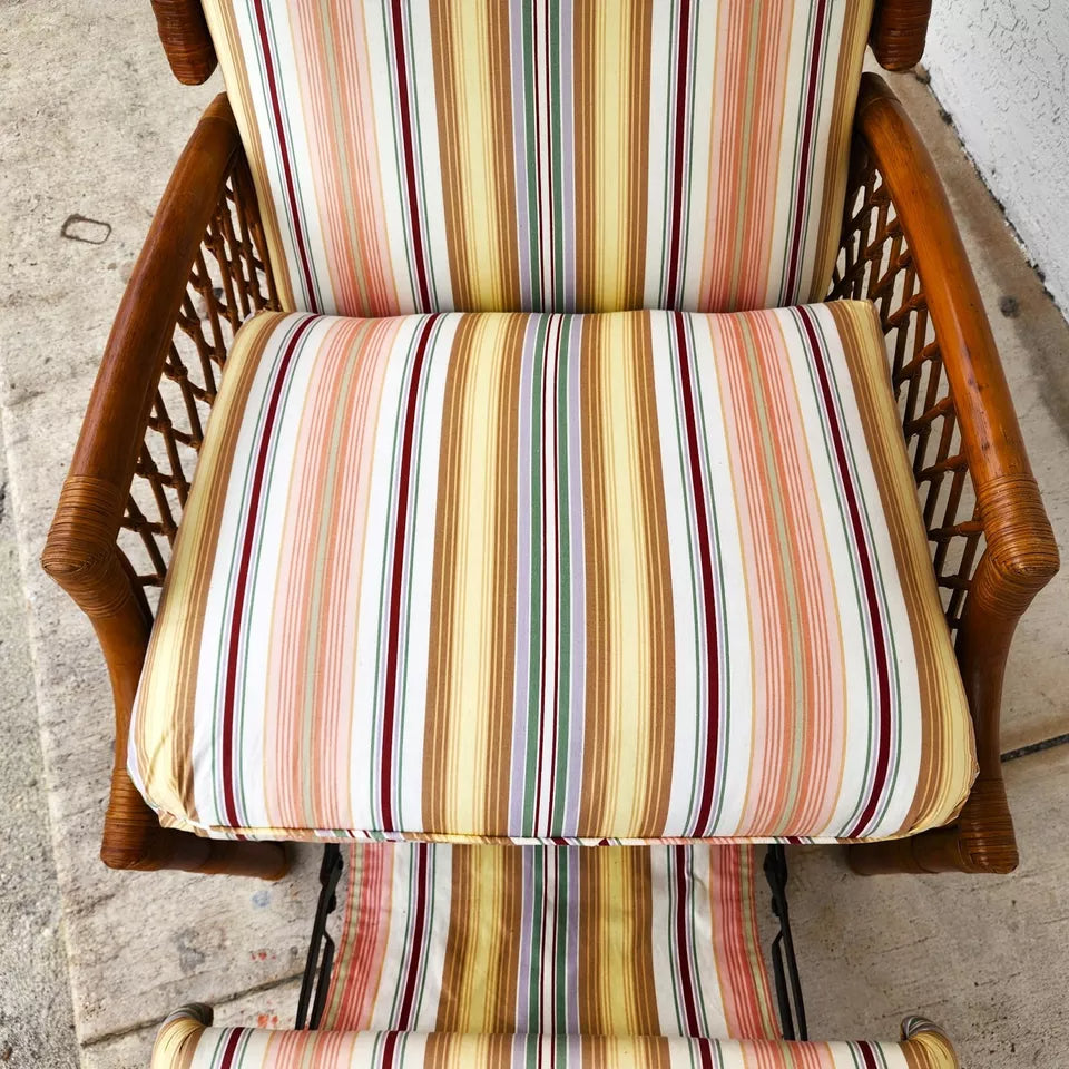Vintage Bamboo Wingback Recliner Chair