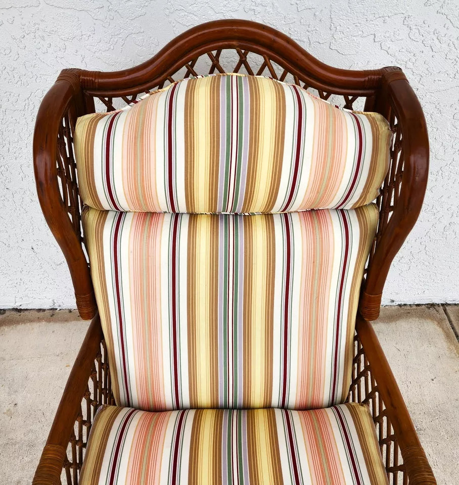 Vintage Bamboo Wingback Recliner Chair