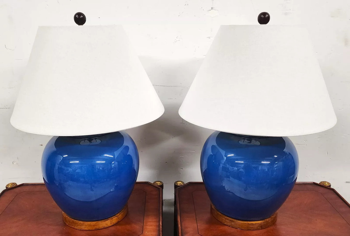 Ralph Lauren Table Lamps Ceramic Blue Pair