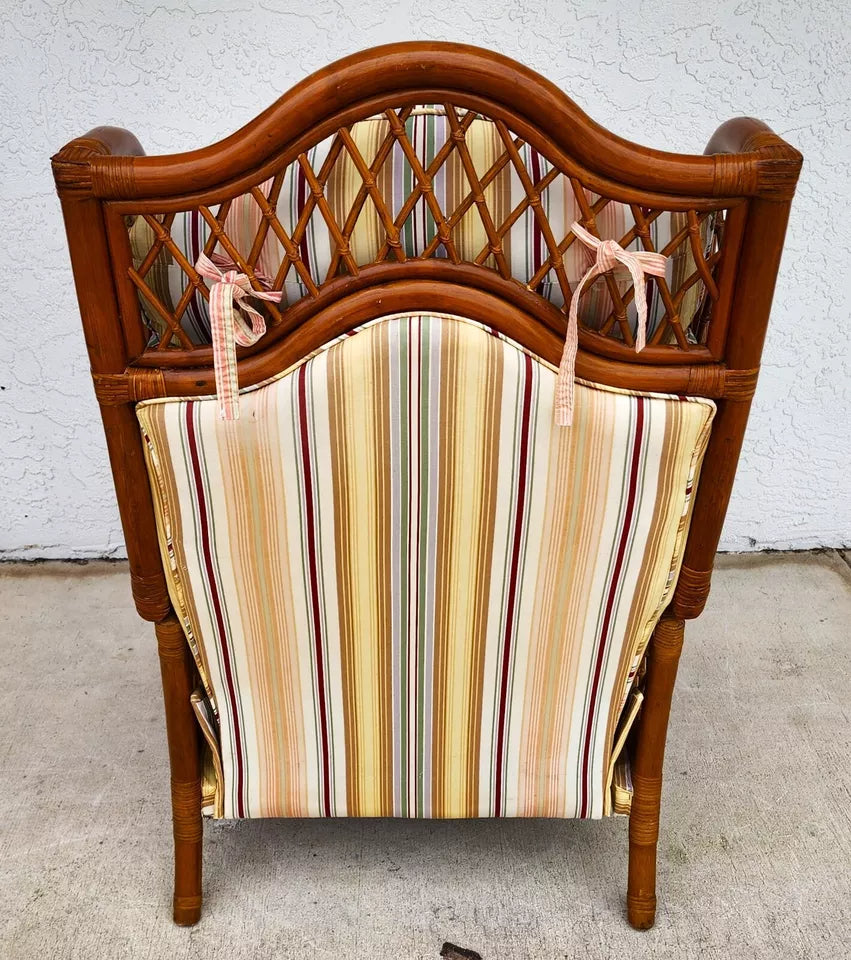 Vintage Bamboo Wingback Recliner Chair