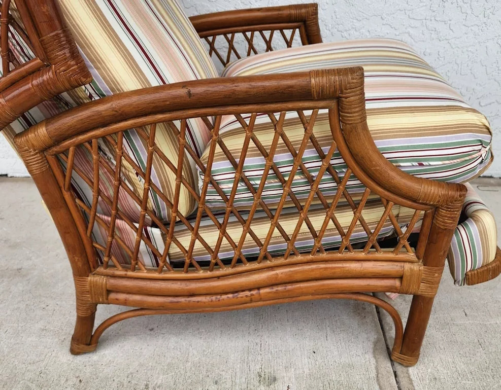 Vintage Bamboo Wingback Recliner Chair