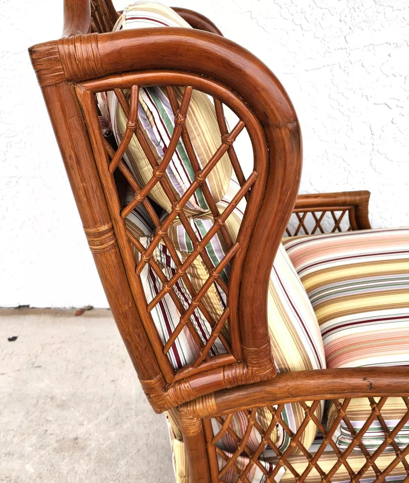 Vintage Bamboo Wingback Recliner Chair