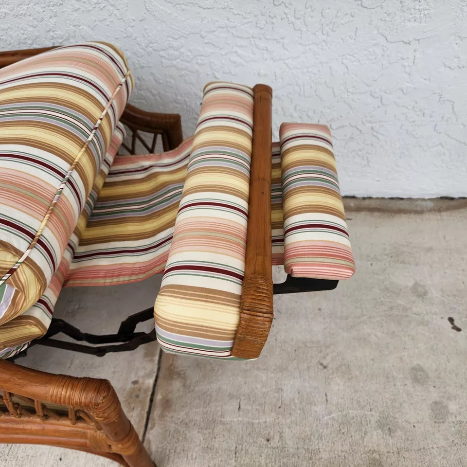 Vintage Bamboo Wingback Recliner Chair
