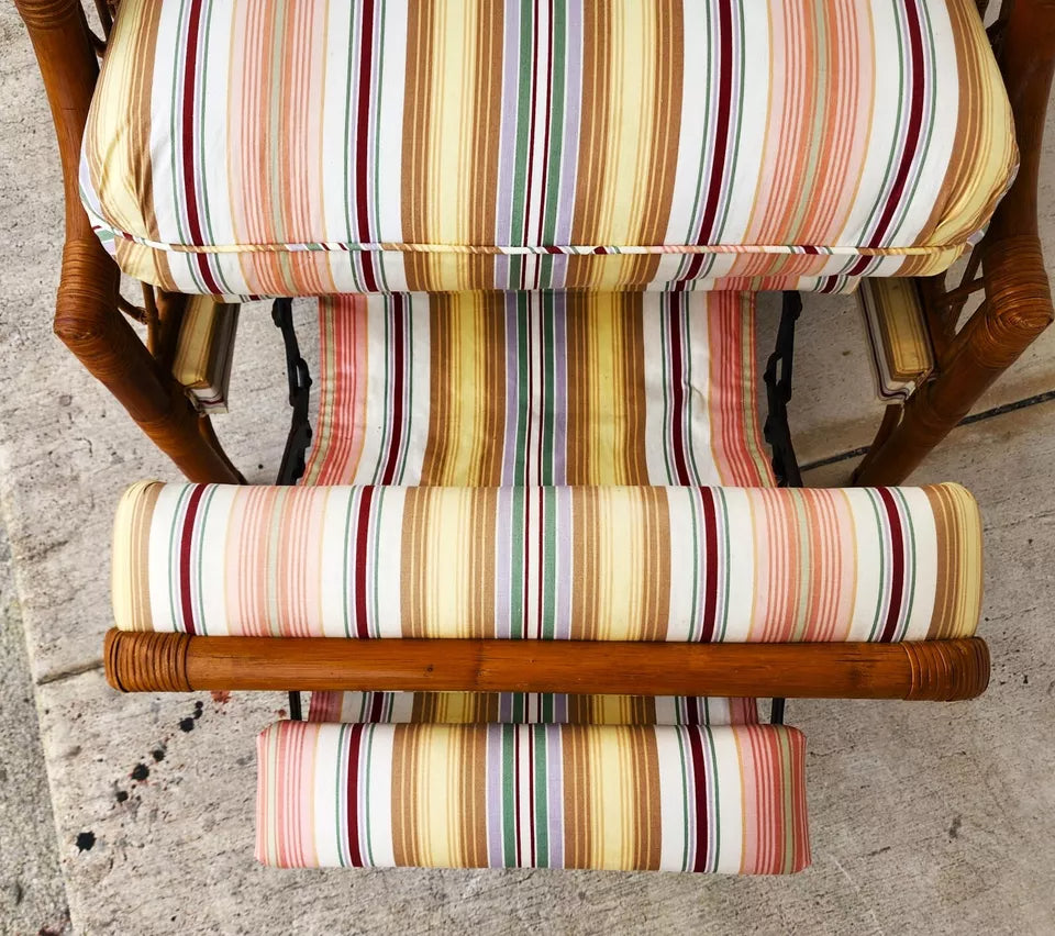 Vintage Bamboo Wingback Recliner Chair