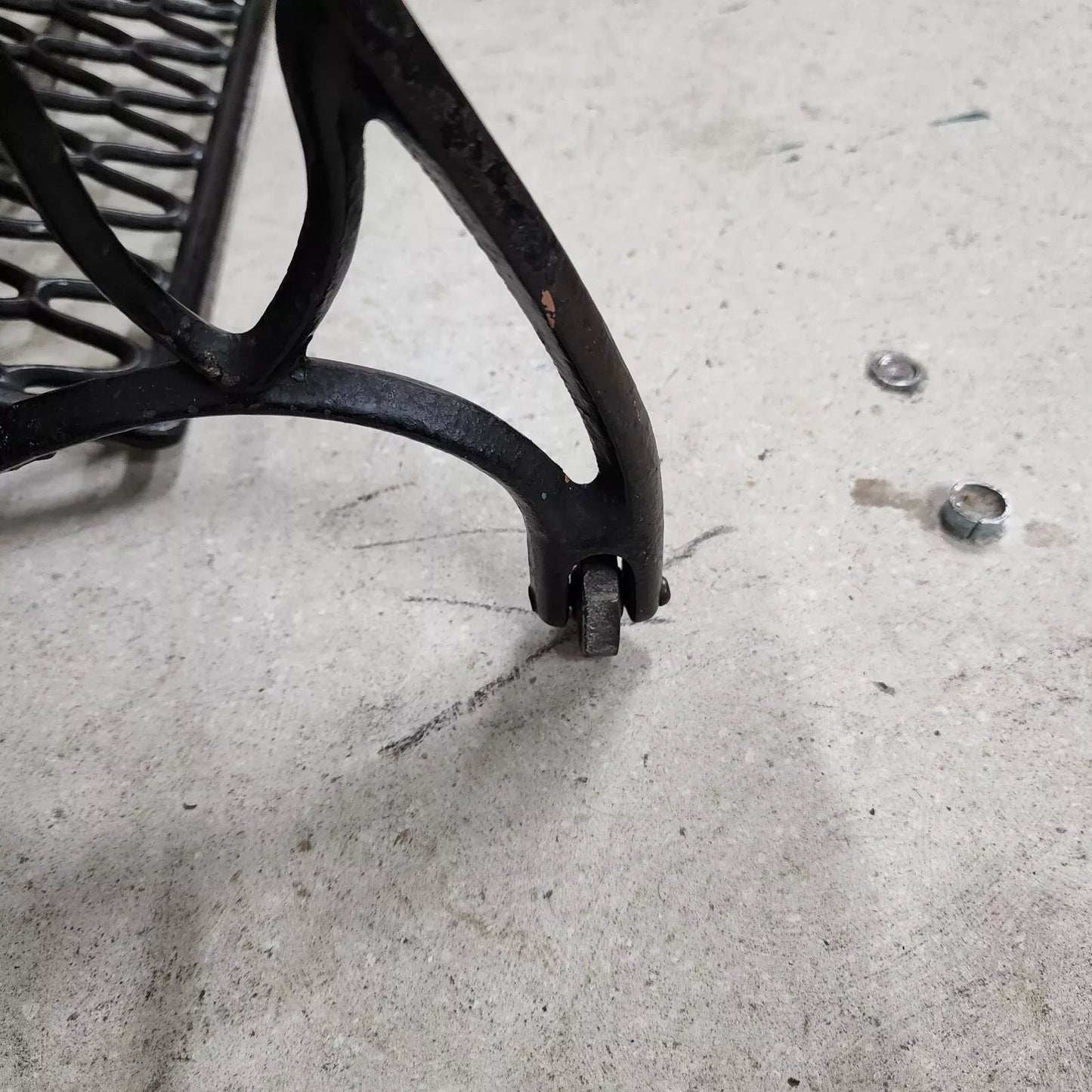 Antique Singer Iron Table Carrara Marble Top
