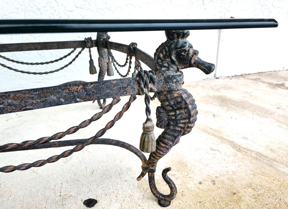 Vintage Patinated Seahorse Coffee Table Starfish