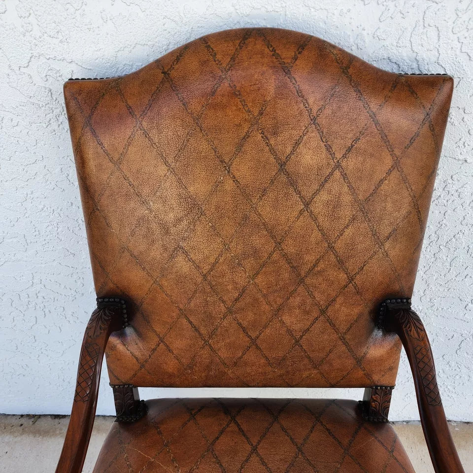 Theodore Alexander French Louis XV Leather Arm Chair