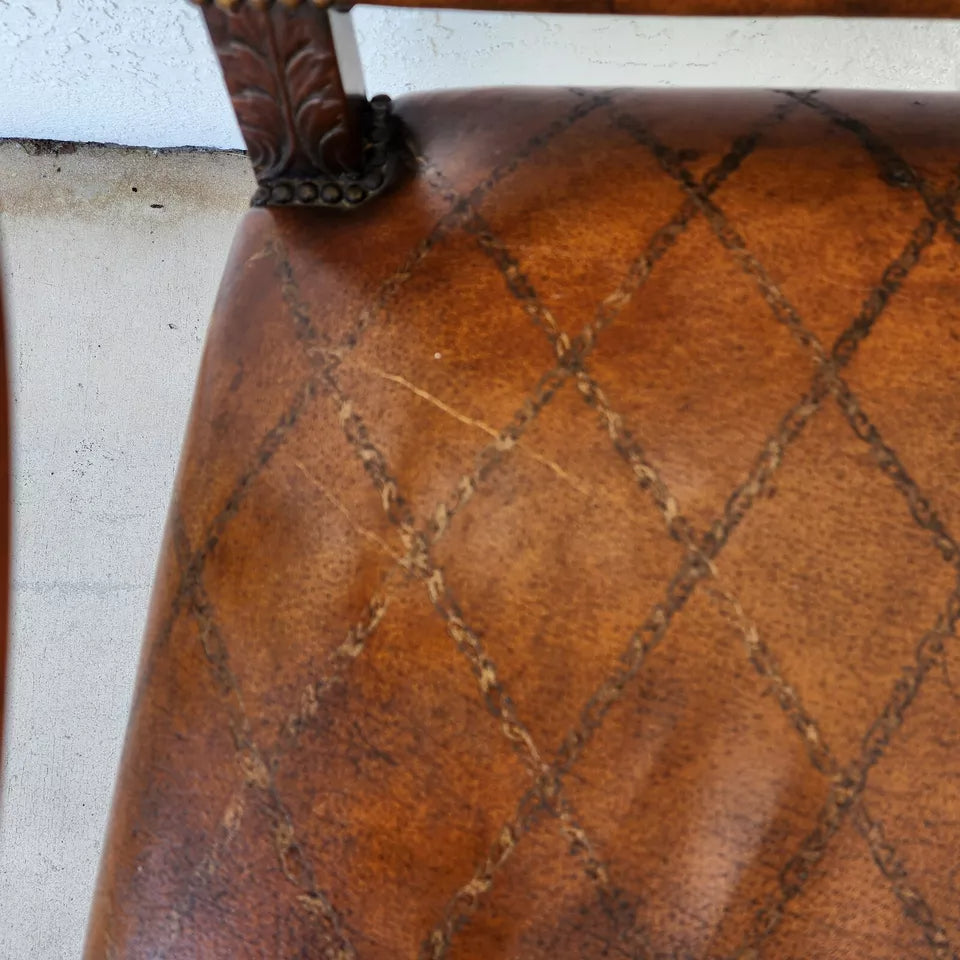 Theodore Alexander French Louis XV Leather Arm Chair
