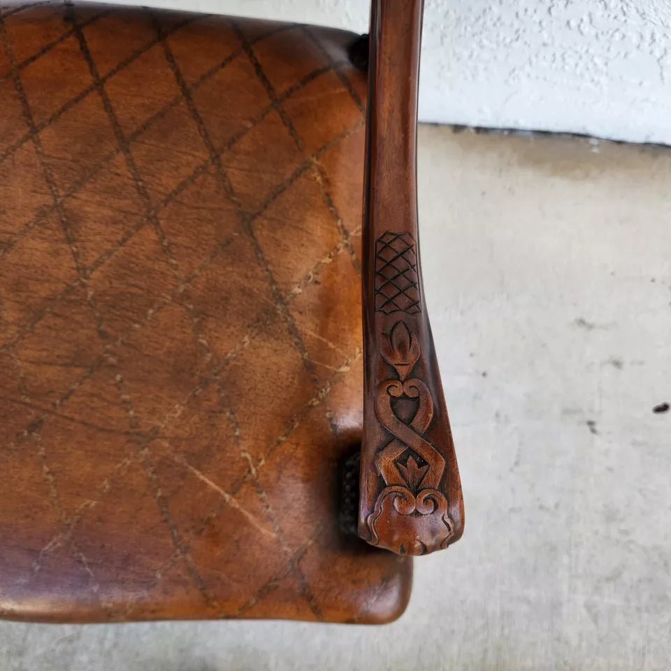 Theodore Alexander French Louis XV Leather Arm Chair
