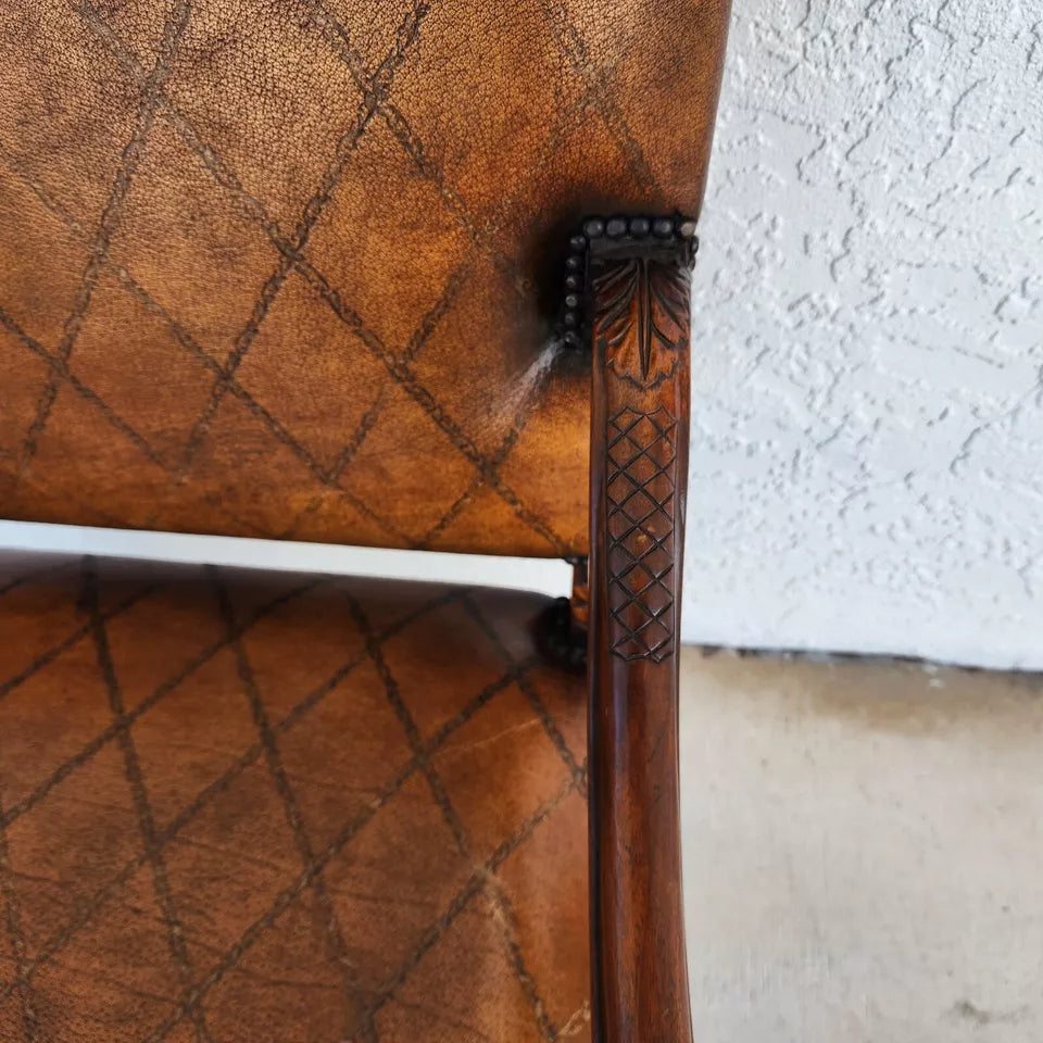 Theodore Alexander French Louis XV Leather Arm Chair