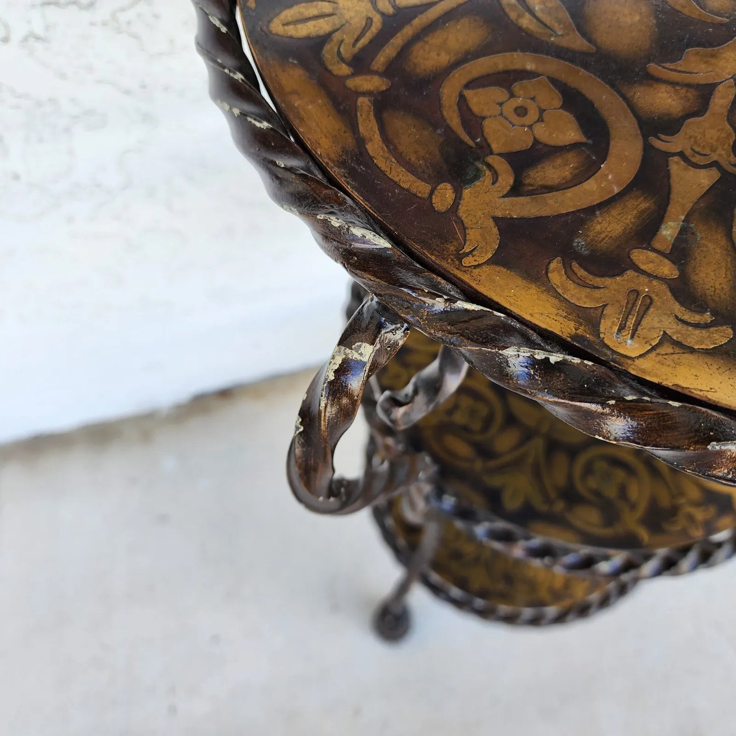 Vintage Italian Table Iron Brass Rope & Tassel