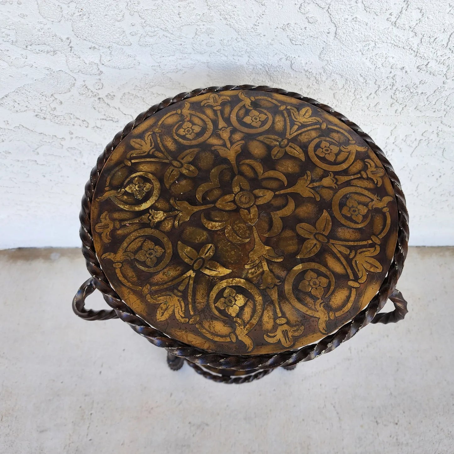Vintage Italian Table Iron Brass Rope & Tassel