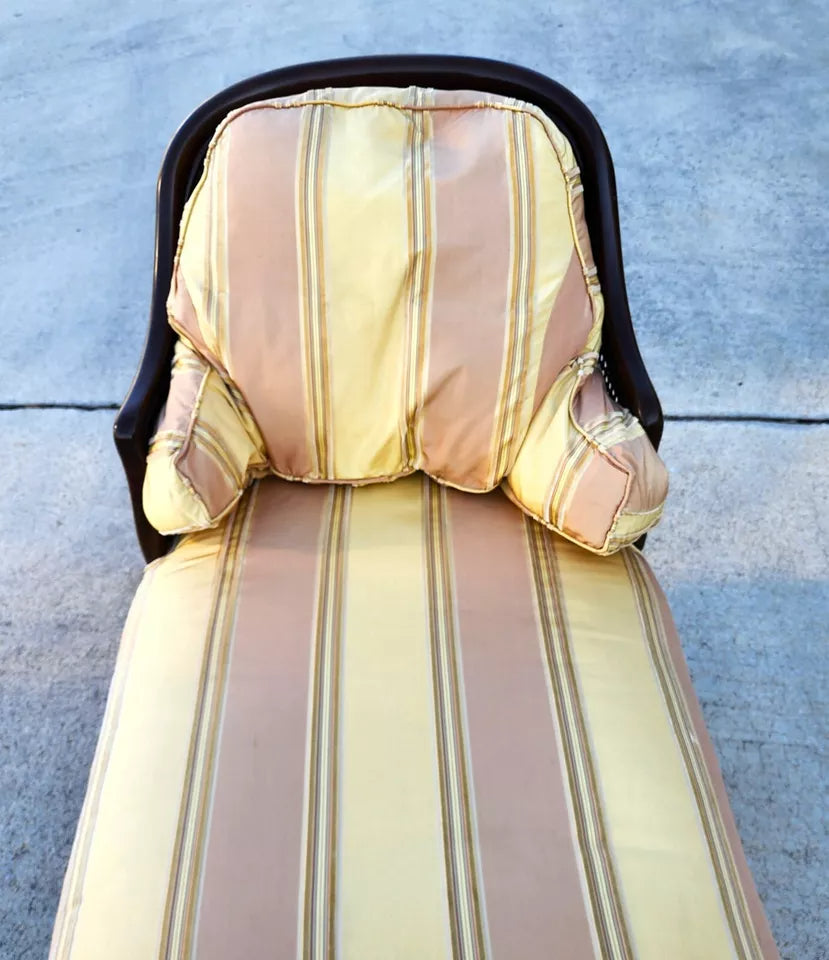 Antique Walnut Cane Chaise Lounge