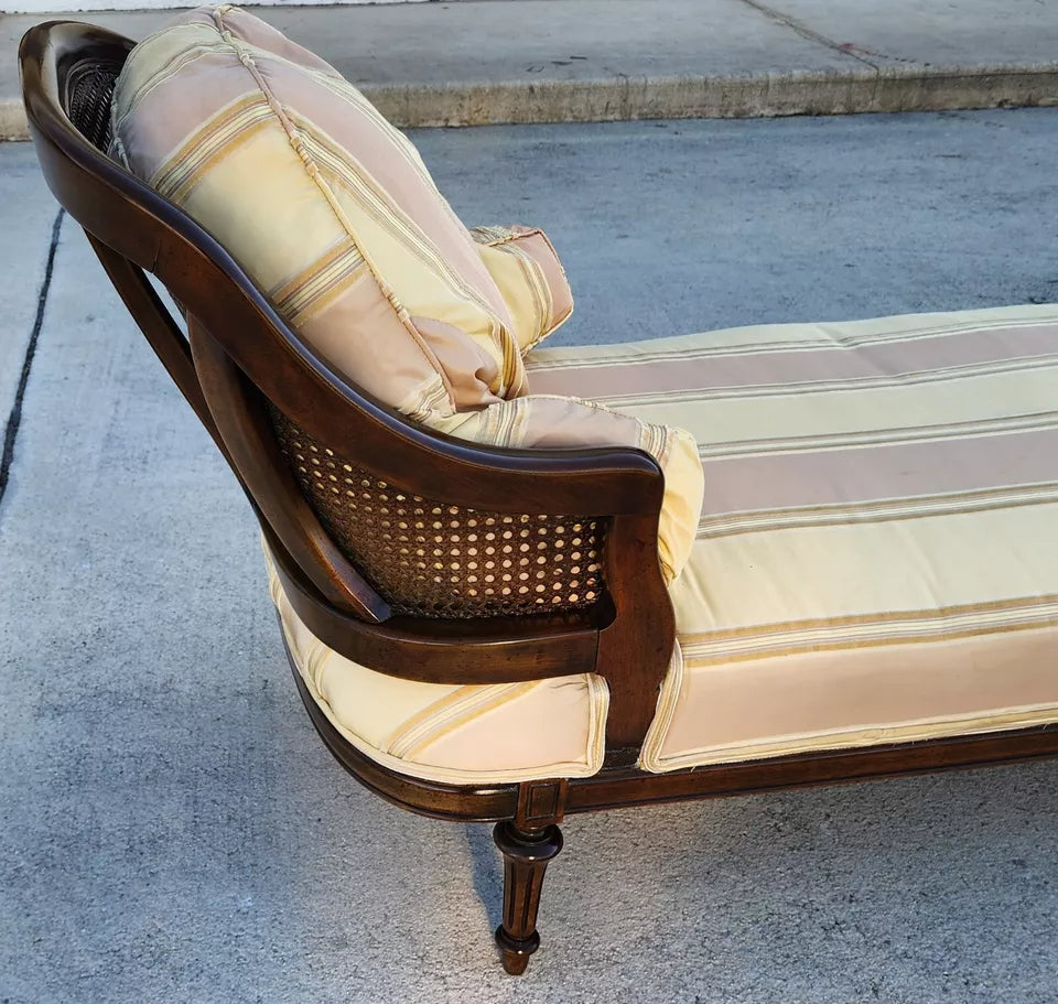 Antique Walnut Cane Chaise Lounge