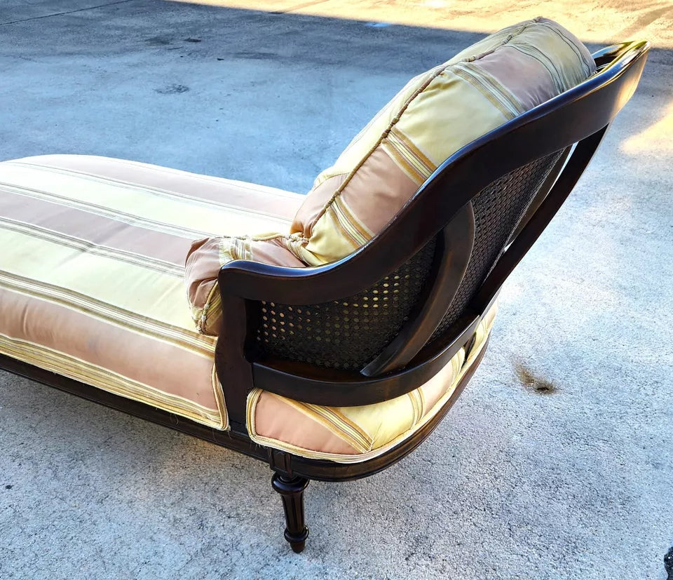 Antique Walnut Cane Chaise Lounge
