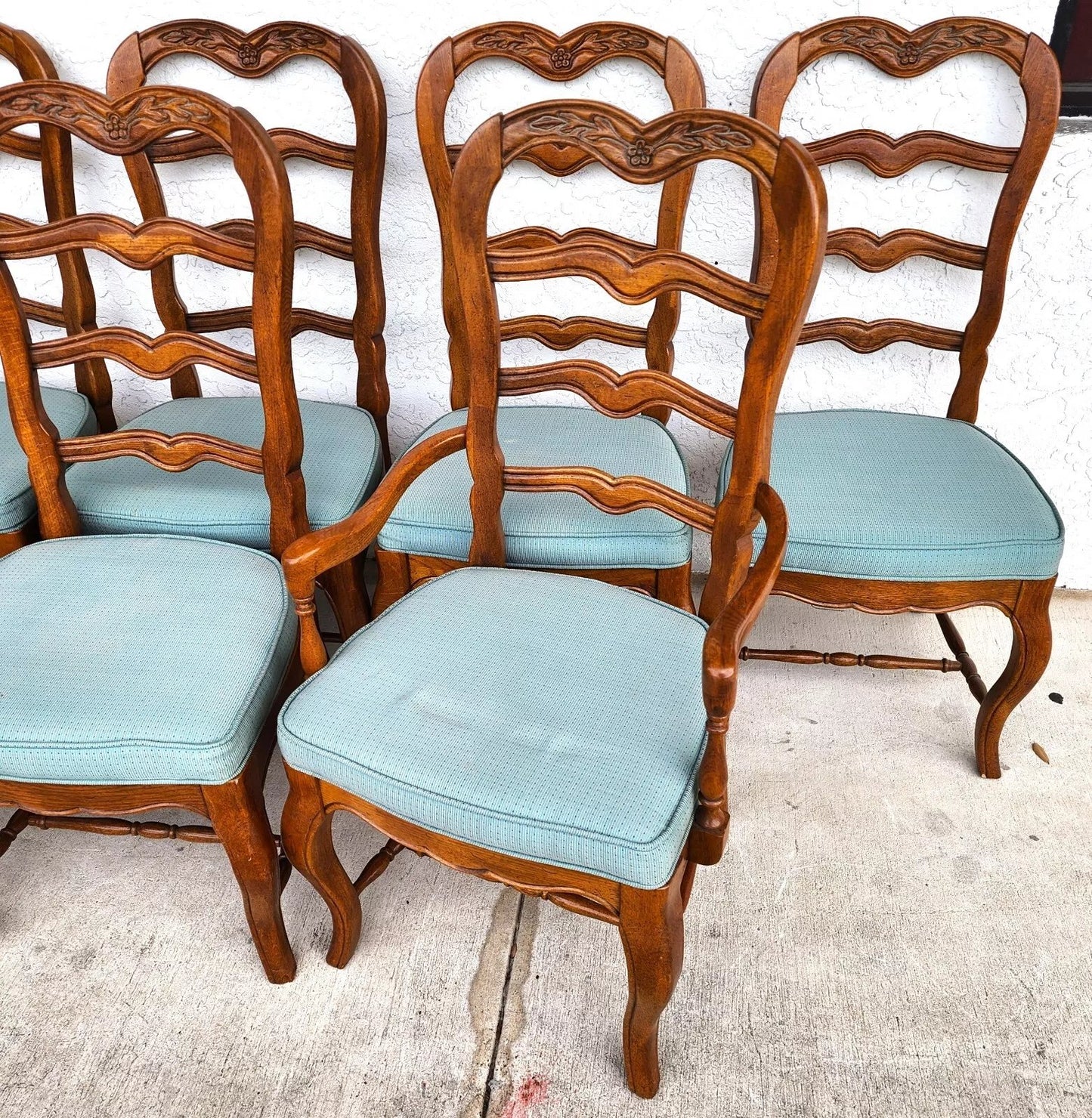 Vintage French Country Dining Chairs Set of 8