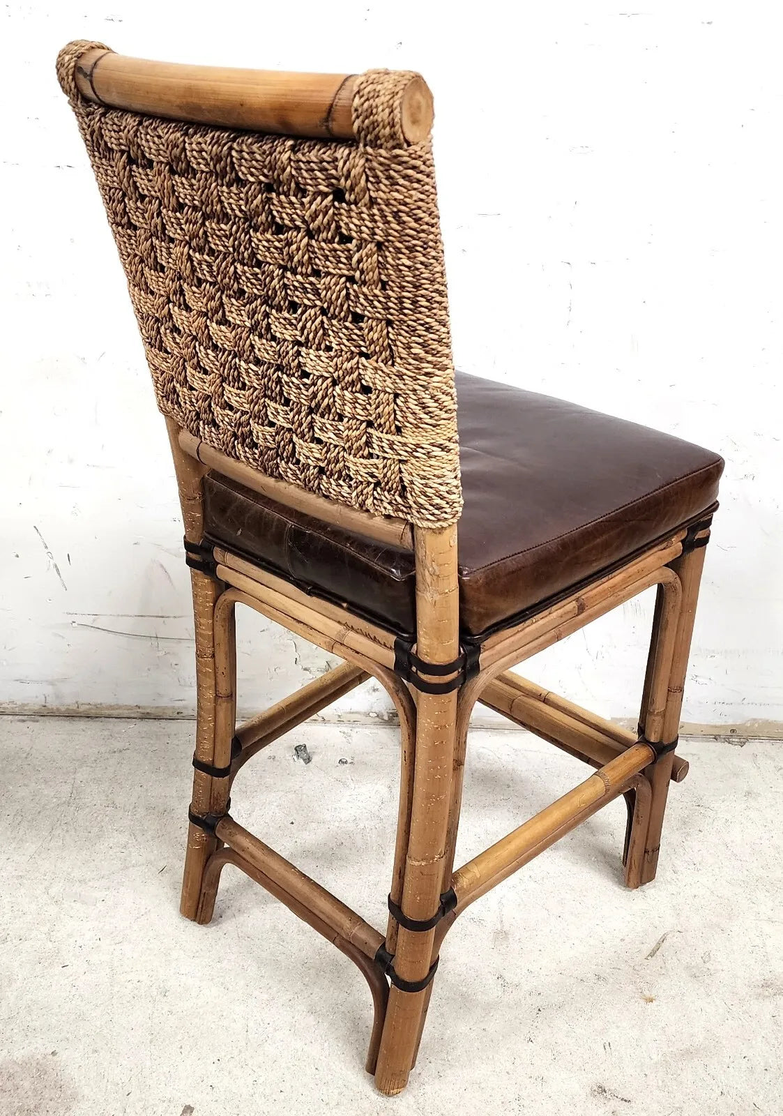 Bamboo Counter Stool Rattan & Braided Rope by PALECEK