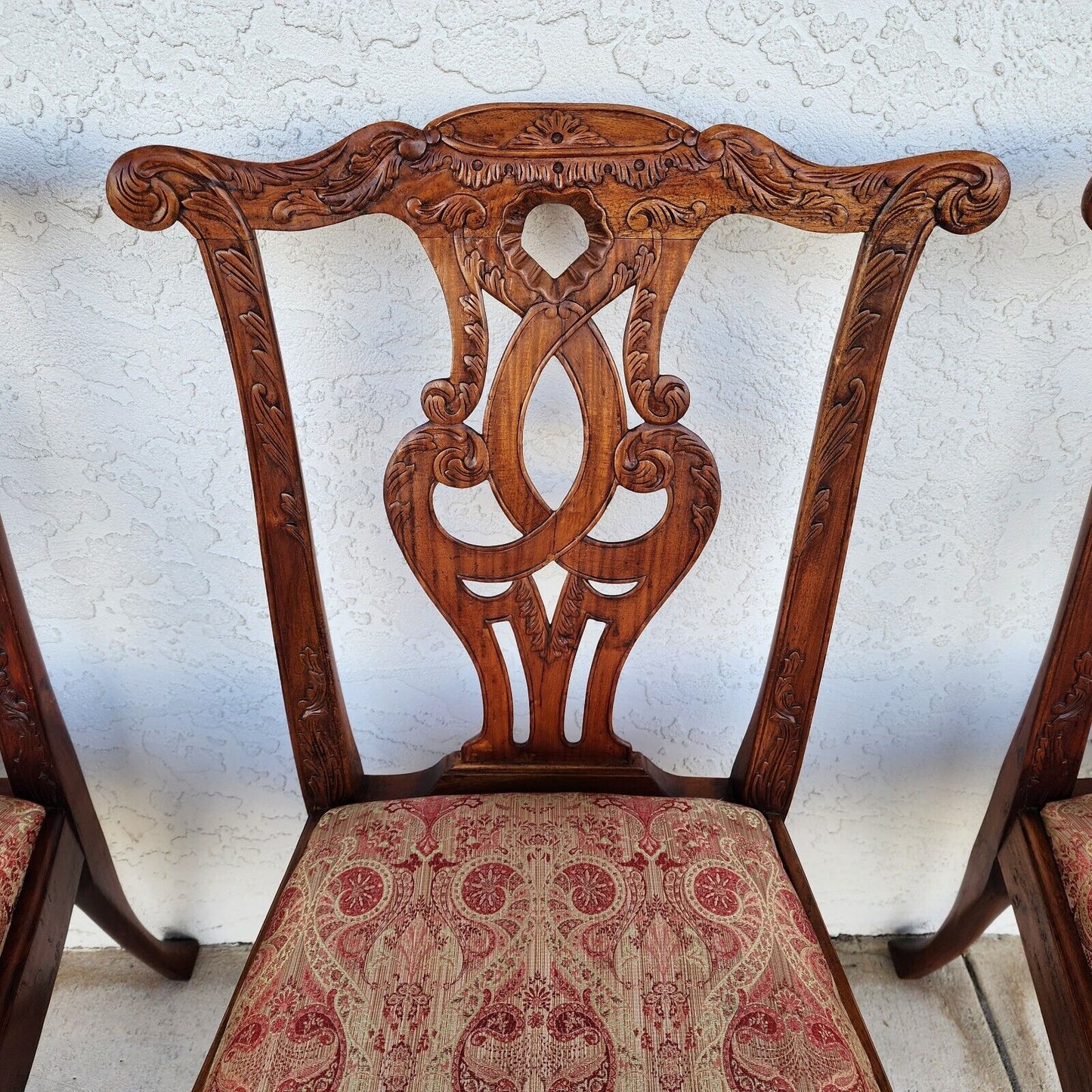 Antique Chippendale Dining Chairs Owl Mahogany - Set of 4