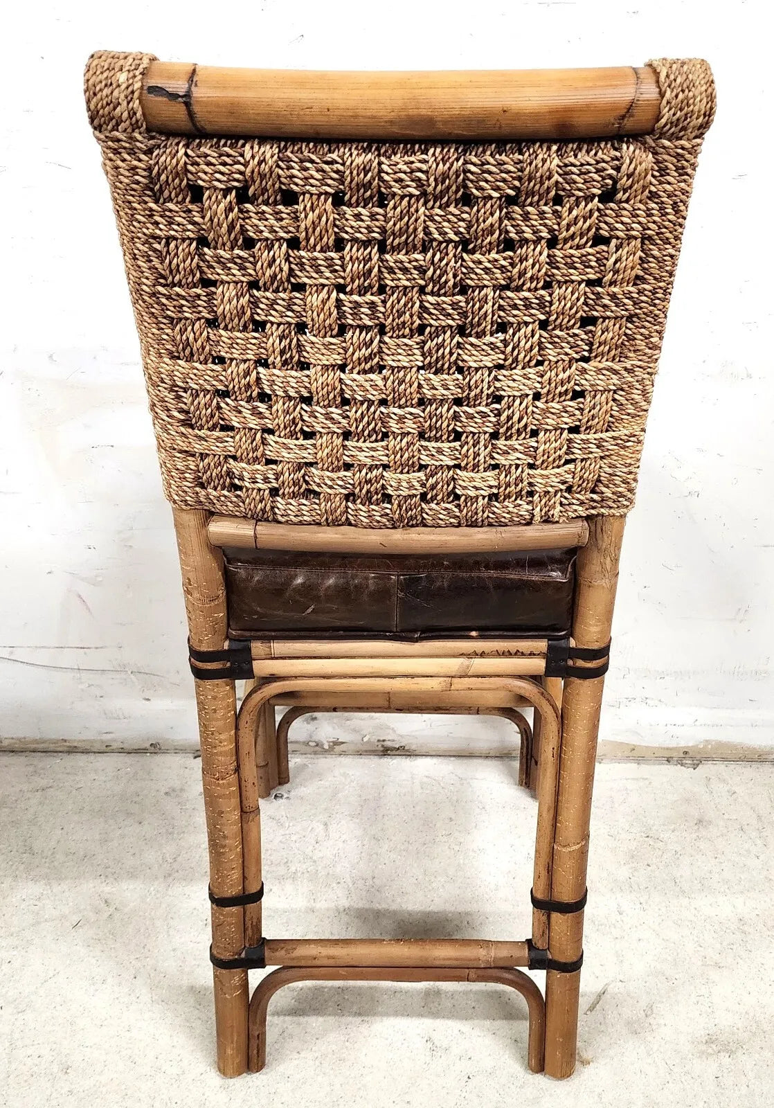 Bamboo Counter Stool Rattan & Braided Rope by PALECEK