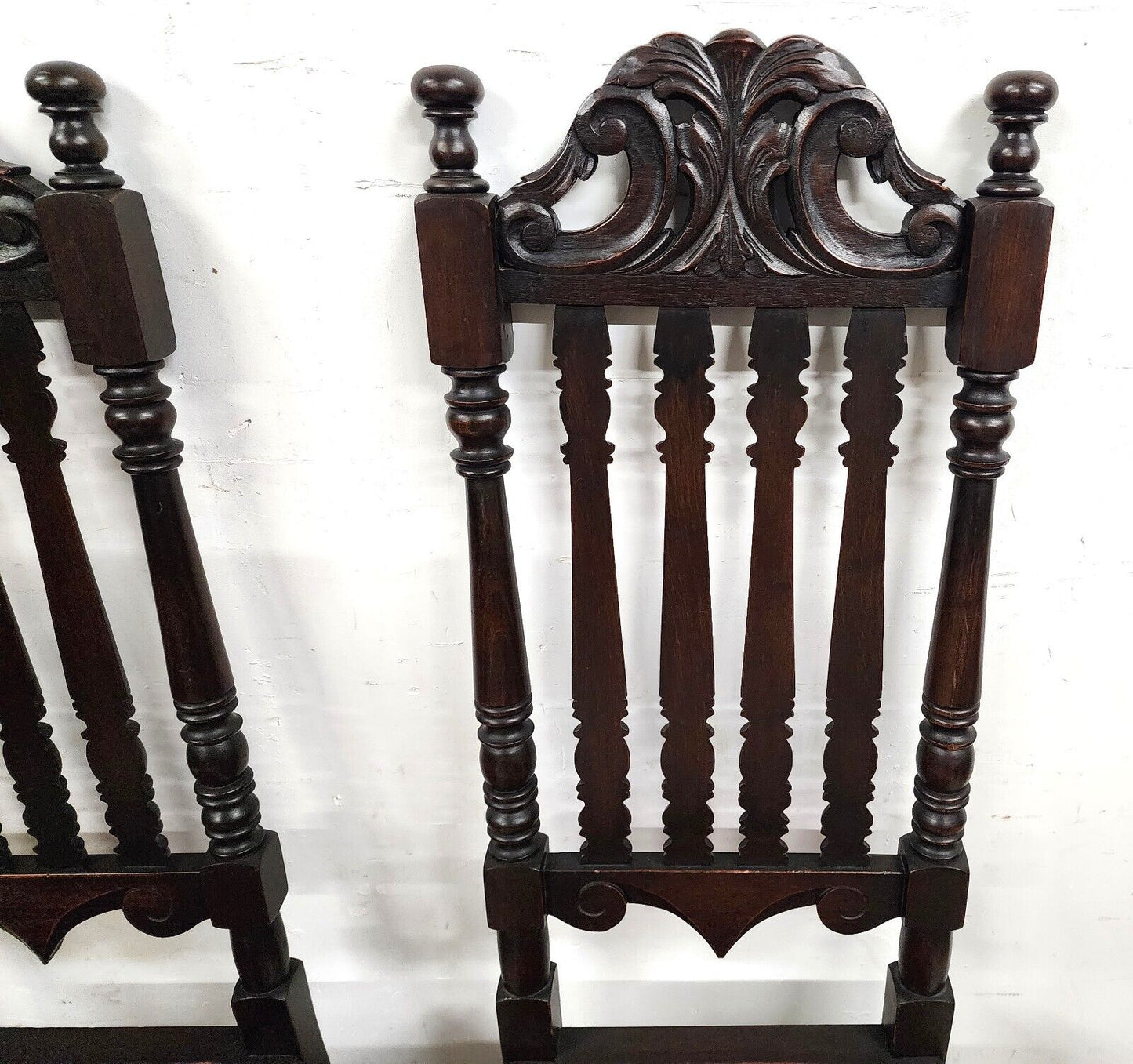 Antique Hall Chairs Walnut Dining Accent Pair
