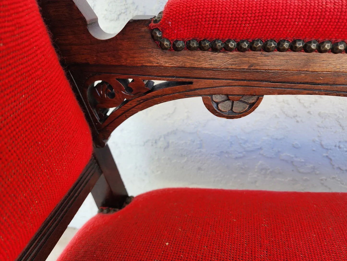 Antique Armchair Victorian Empire Needlepoint