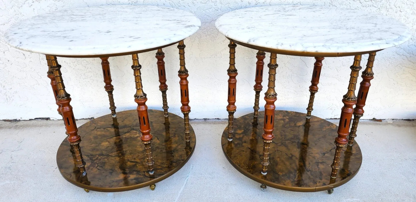 Vintage Italian Coffee Table Carrera Marble