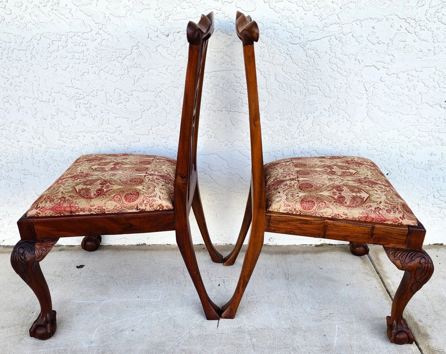 Antique Chippendale Dining Chairs Owl Mahogany - Set of 4