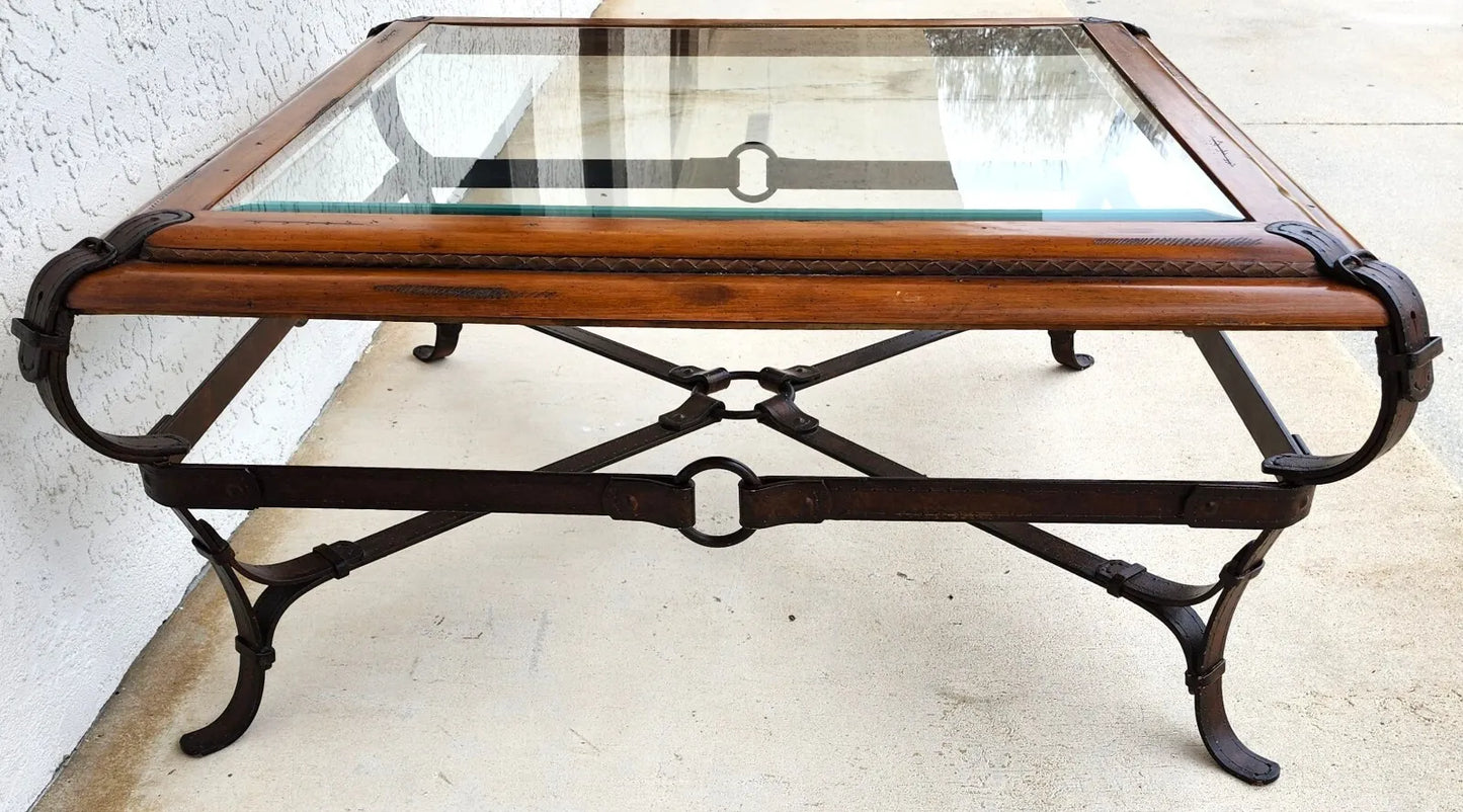 Adnet Hermes Style Coffee Table Equestrian Ranch Rustic
