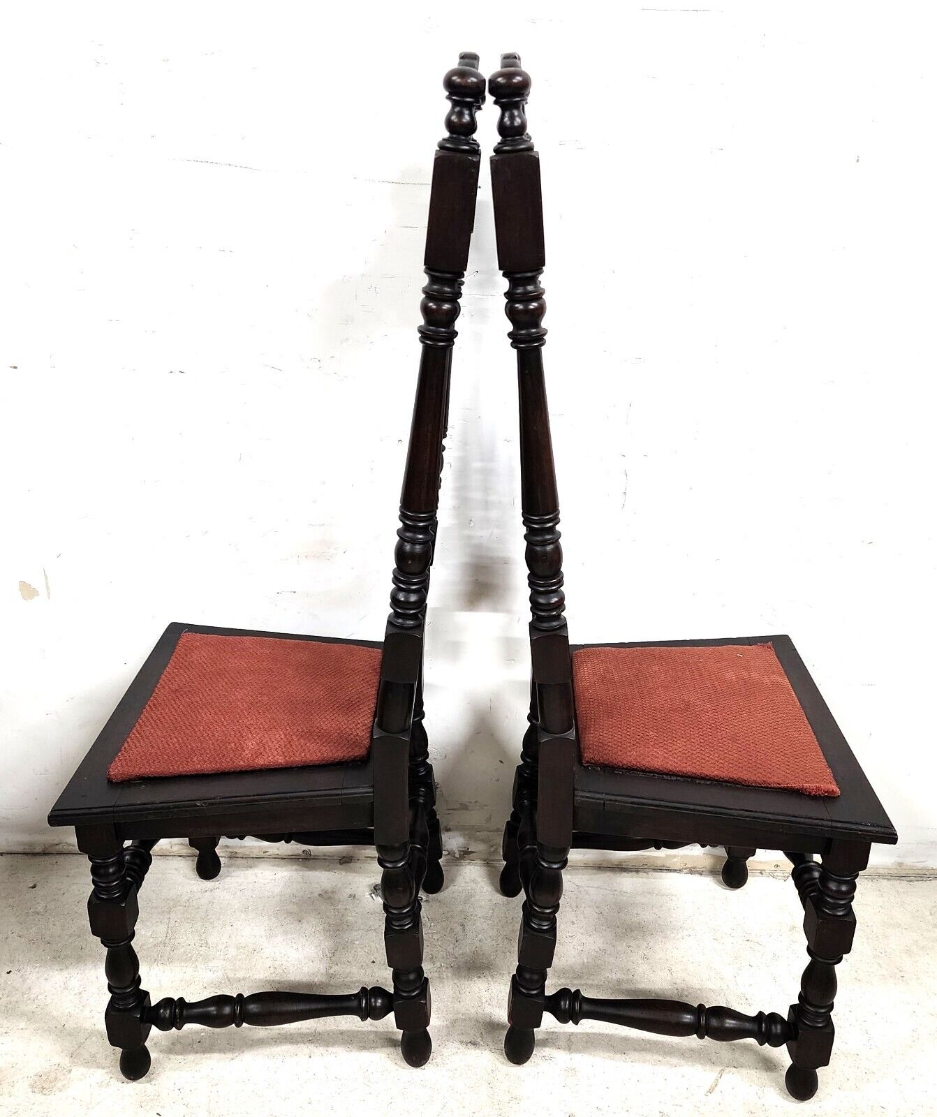 Antique Hall Chairs Walnut Dining Accent Pair