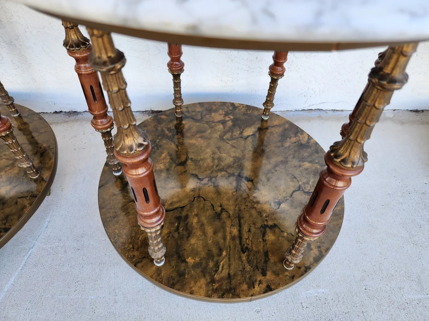 Vintage Italian Side Tables Carrera Marble