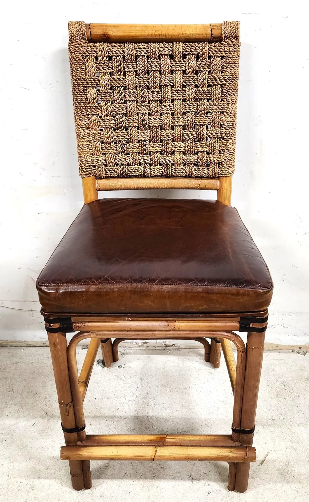 Bamboo Counter Stool Rattan & Braided Rope by PALECEK
