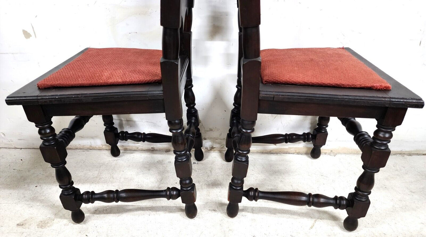 Antique Hall Chairs Walnut Dining Accent Pair