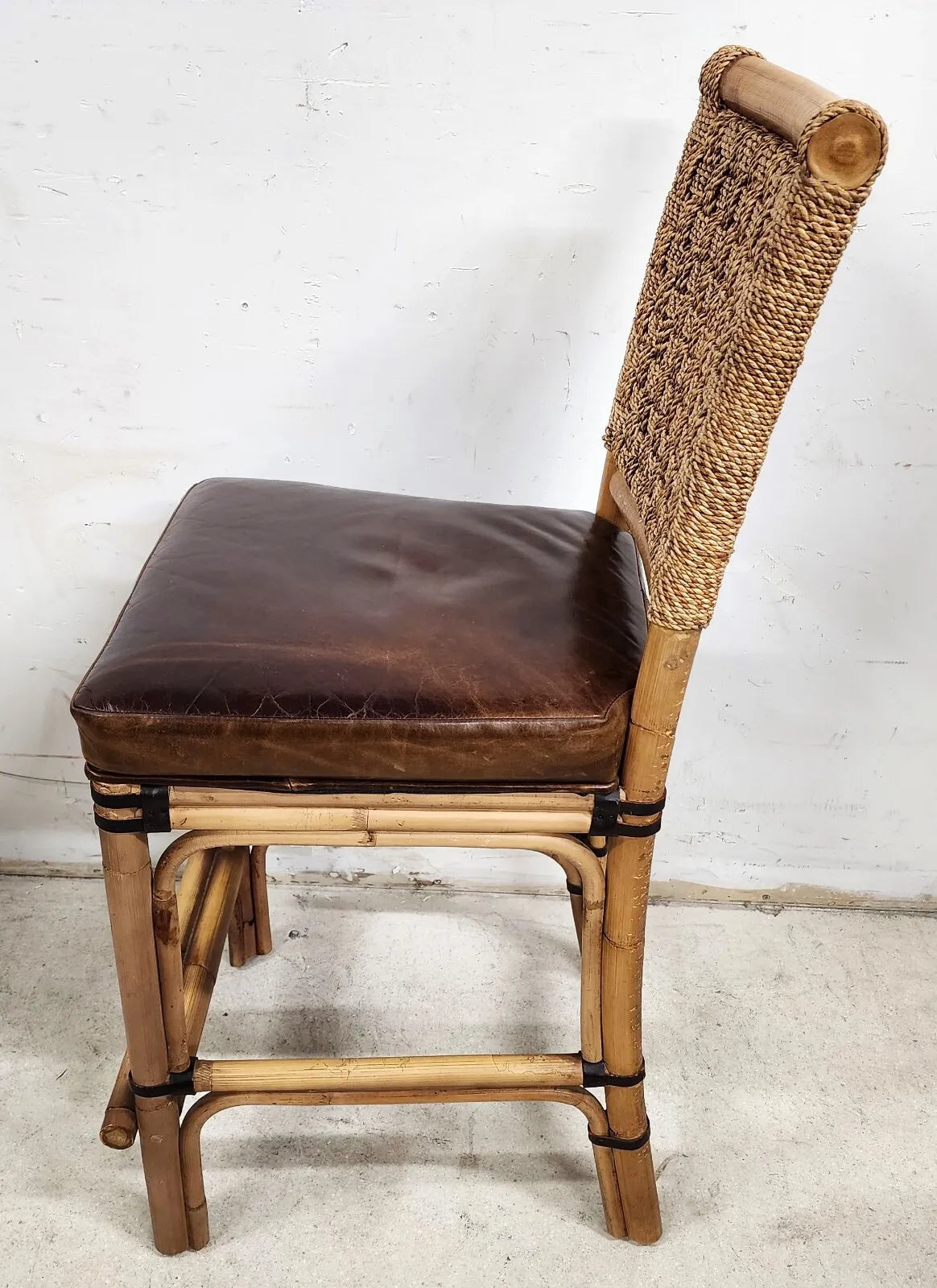 Bamboo Counter Stool Rattan & Braided Rope by PALECEK