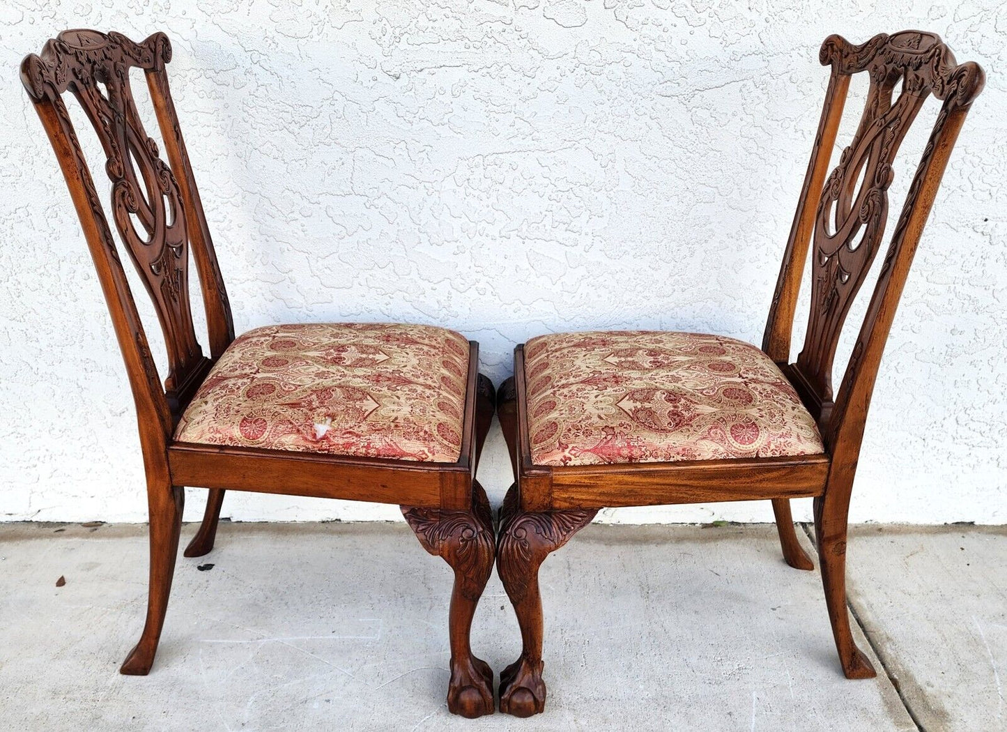 Antique Chippendale Dining Chairs Owl Mahogany - Set of 4