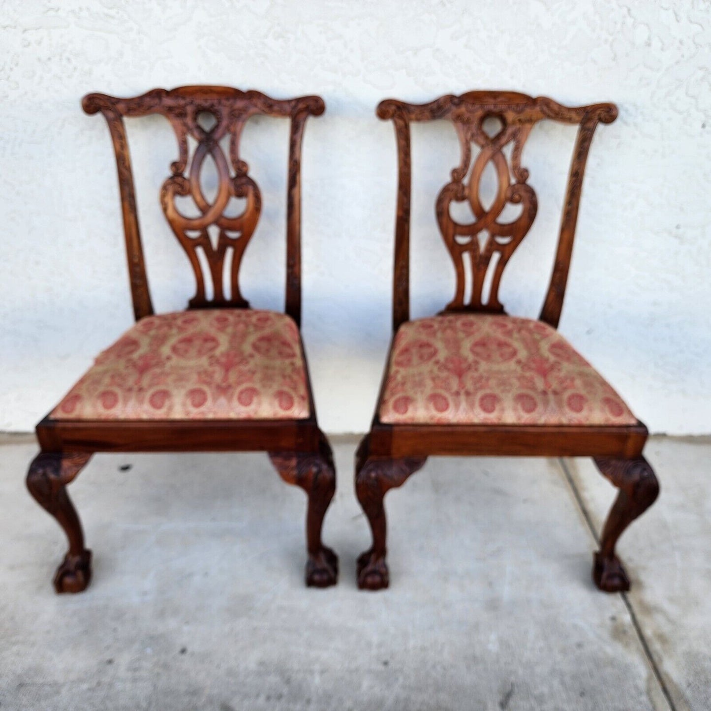 Antique Chippendale Dining Chairs Owl Mahogany - Set of 4