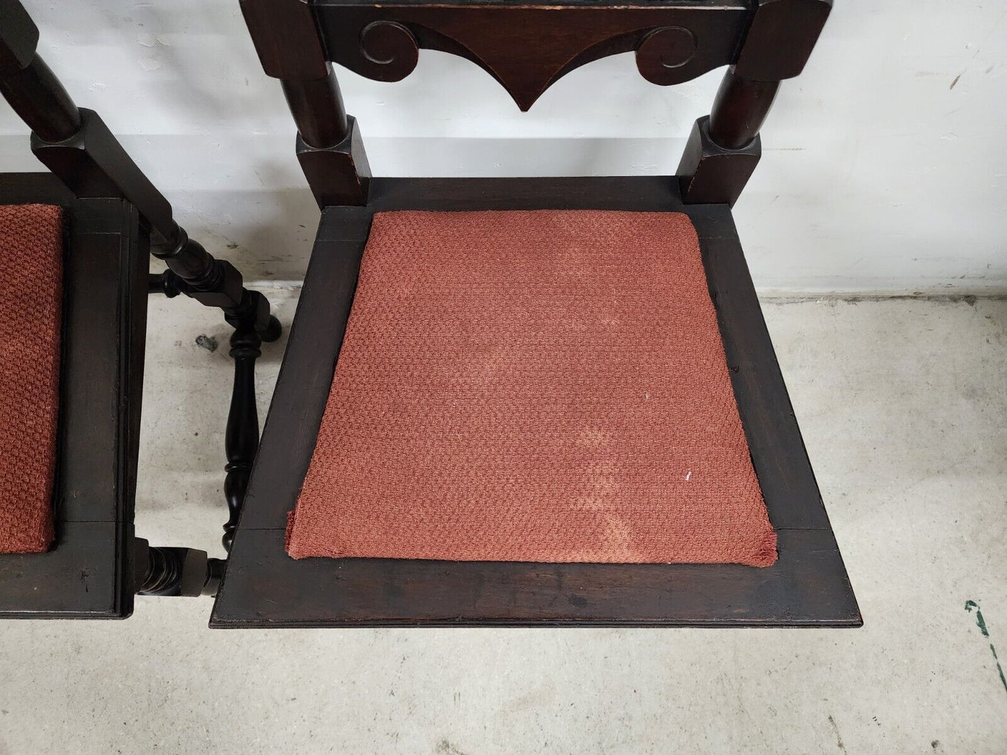 Antique Hall Chairs Walnut Dining Accent Pair